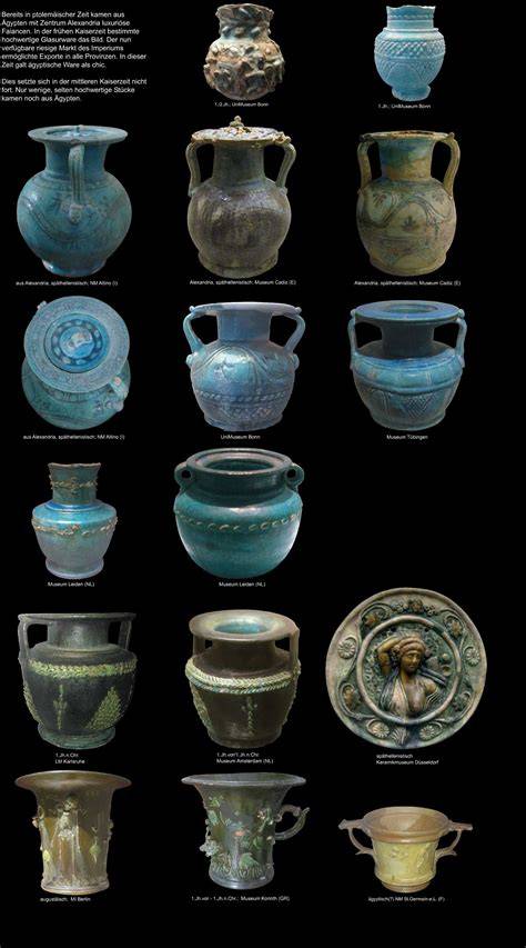 Historische Beispiele glasierter Keramik aus Ägypten, China und Europa