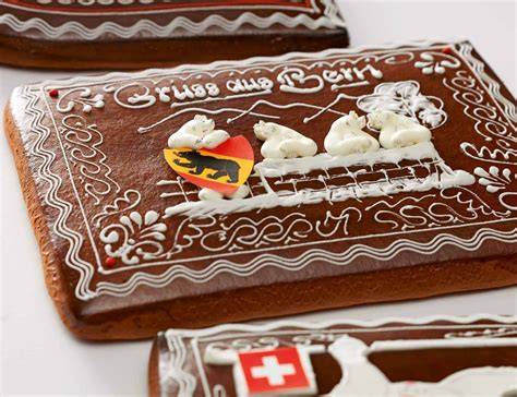 Historische Berner Lebkuchen mit Bärendekor und rechteckigen Formen