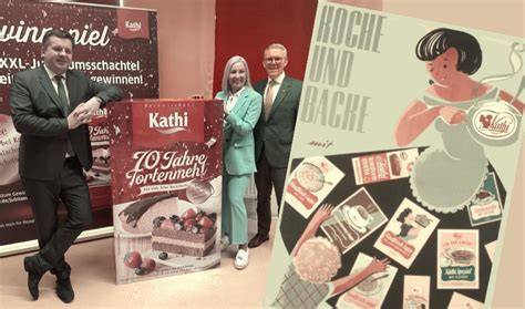 Historische Collage: Kaethe und Kurt Thiele, erste Kathi-Backmischung, Firmenstandort Halle (Saale)
