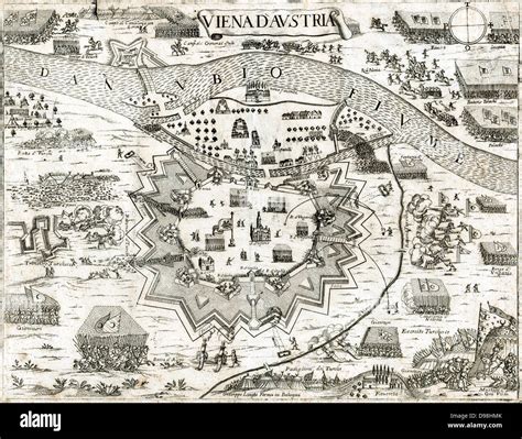 Historische Darstellung Wien 1683 und türkischer Halbmond