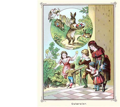 Historische Darstellung des Osterhasen Brauchs