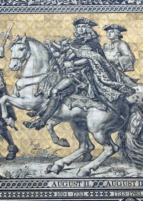 Historische Darstellung eines riesigen Stollens bei August dem Starken
