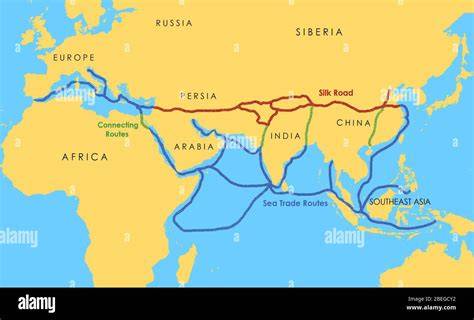 Historische Handelsrouten zwischen Orient, Venedig, Spanien und Lübeck