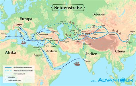 Historische Handelswege von Marzipan, Karte Orient bis Europa
