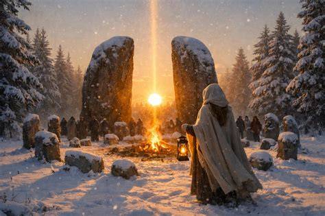 Historische Illustration der Wintersonnenwende und Weihnachtsfeste