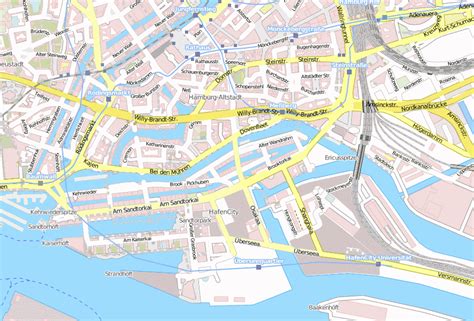 Historische Karte Hamburgs (mit Elbchaussee und Speicherstadt)