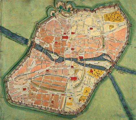 Historische Karte alter Handelswege und Gewürzstraßen rund um Nürnberg