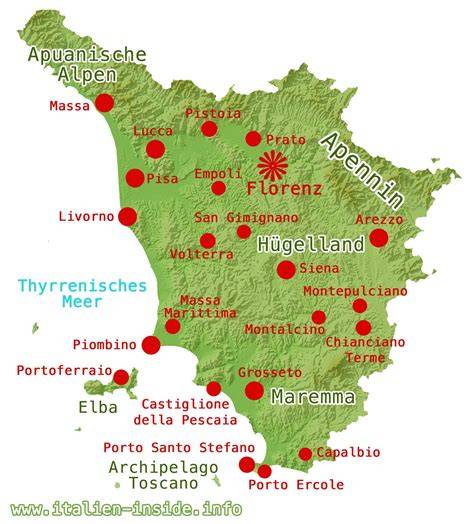 Historische Karte der Toskana mit Castagnaccio