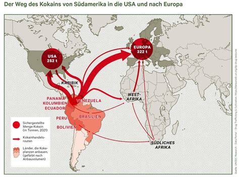 Historische Karte mit Kakaoverbreitung von Südamerika nach Europa