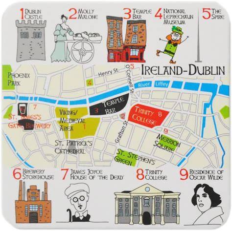 Historische Karte von Dublin mit Molly Malone-Standorten