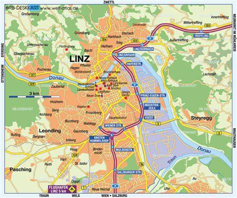Historische Karte von Linz und Oberösterreich