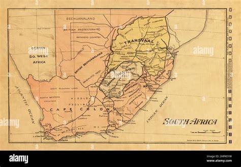 Historische Karte von Südafrika und Herkunft des Malva Puddings