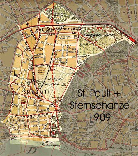 Historische Karte von St. Pauli und Reeperbahn