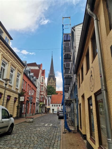 Historische Kontorhäuser im Altstadtviertel von Flensburg