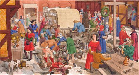 Historische Lebkuchenherstellung im Mittelalter - Illustration