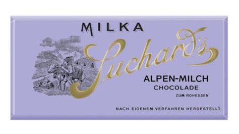 Historische Milka-Verpackungen und Suchard-Schriftzug