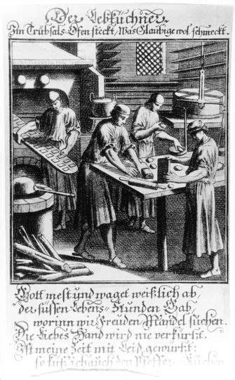 Historische Nürnberger Lebküchner bei der Arbeit