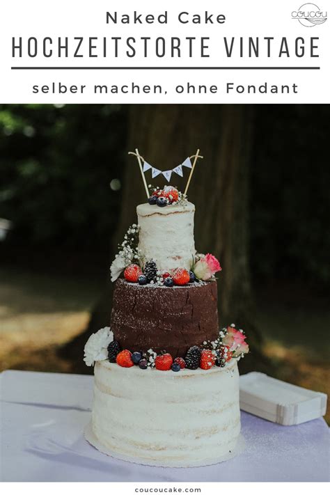 Hochzeitstorte ohne Fondant auf einer Hochzeit im Vintage-Stil
