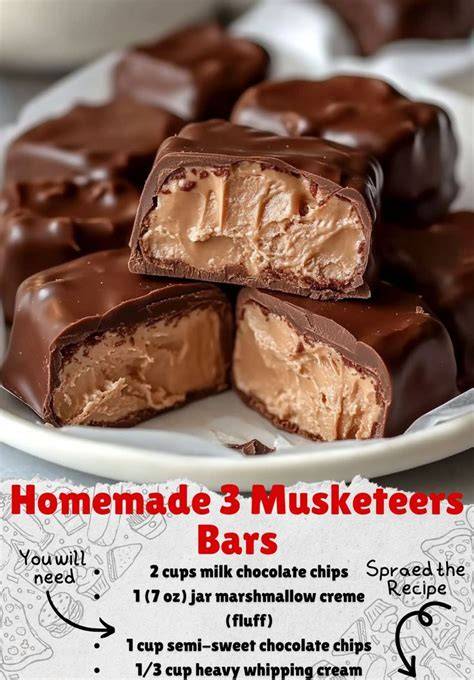 Homemade Three Musketeers Riegel Schritt für Schritt