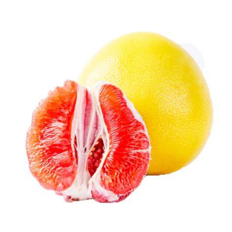 Honig-Pomelo und Red Pomelo im Querschnitt, Marktszene in China