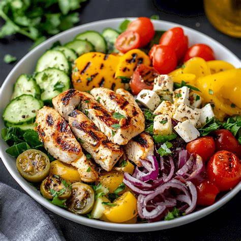 Honig-Senf-Dressing zu gegrilltem Gemüse und Hähnchen