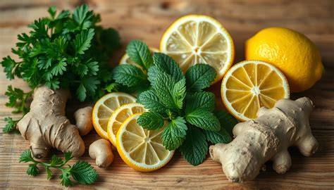 Honigglas und frische Kräuter gegen Mundgeruch