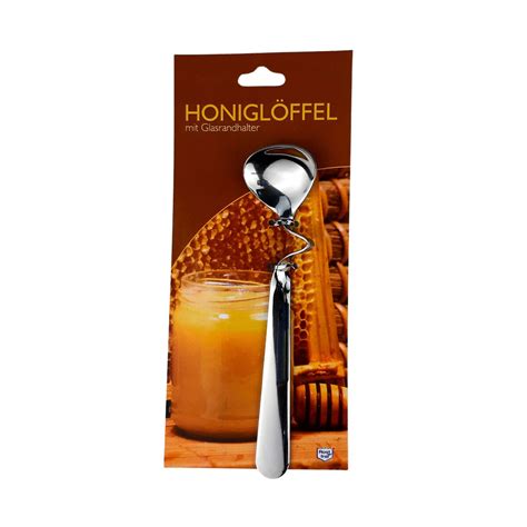 Honiglöffel mit spezieller Haltevorrichtung am Glas