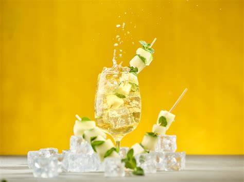 Honigmelone mit Orangen-Vanille-Sirup und Minze