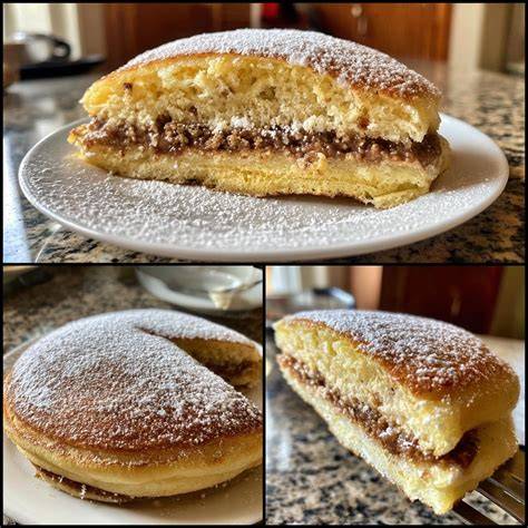 Hotteok gefüllt - geöffneter Pfannkuchen mit Nussfüllung