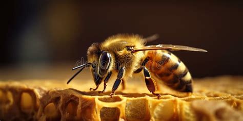 Illustration: Biene sammelt Propolis an Baumrinde