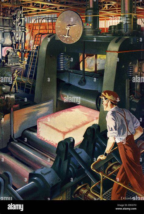 Illustration: Conchiermaschine und Walzwerk