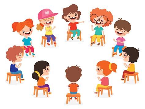Illustration: Kinder singen im Stuhlkreis vor weihnachtlicher Kulisse