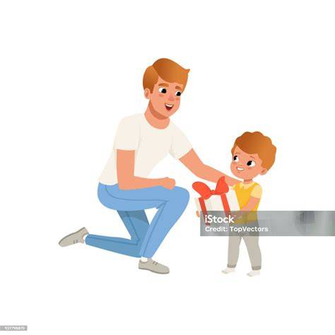 Illustration: Vater setzt sich zu seinem Sohn