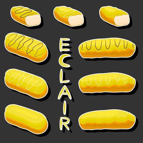 Illustration: Verschiedene Eclair-Füllungen und Glasuren