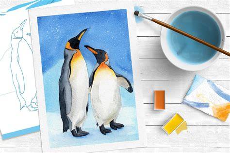 Illustration: Zwei Pinguine und ein Käsekuchen