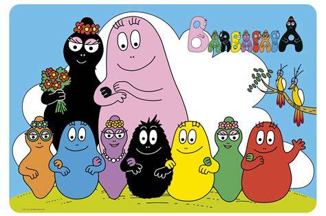Illustration der Barbapapa-Familie mit Farben und Charaktereigenschaften