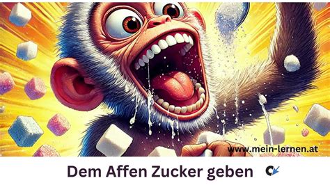 Illustration der Redewendung „Gib dem Affen Zucker“ als Sinnbild für Nachgeben und Vergnügen