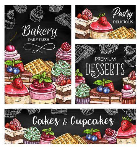 Illustration der Zwergenbäckerei mit Waffeln und Muffins