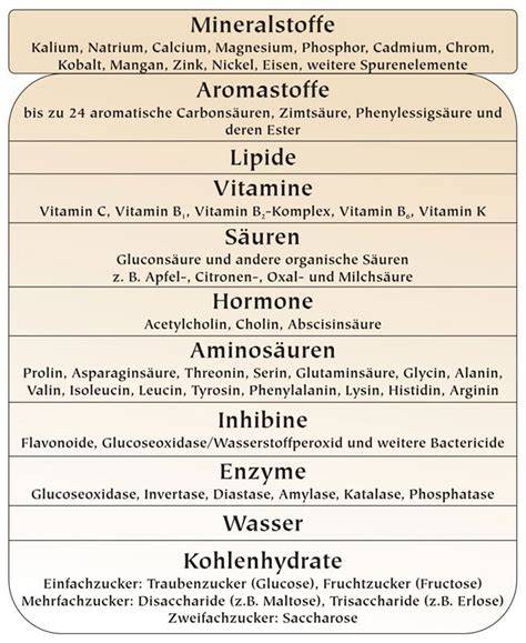 Illustration der bioaktiven Inhaltsstoffe im rohen Honig