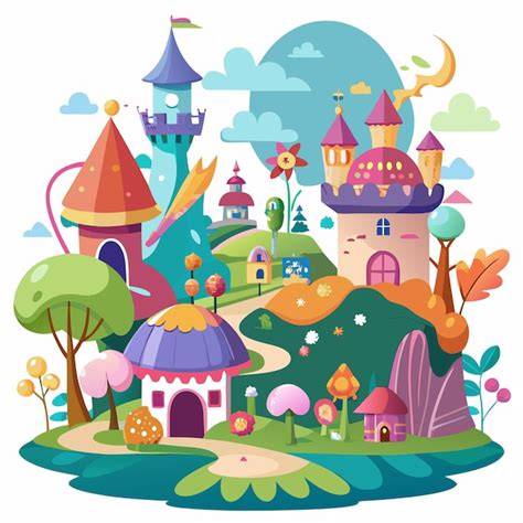 Illustration eines bunten Märchenbuchs mit bekannten Märchenfiguren