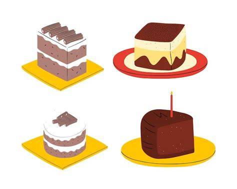 Illustration verschiedener Schokoladenkuchen-Varianten