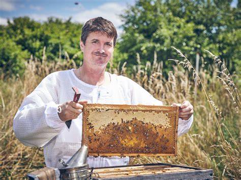 Imker Franz Höcker mit Bienenvolk