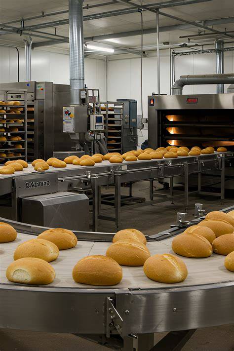 Industrielle Teigherstellung und Backprozess in Großbäckereien