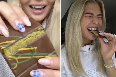 Influencerin testet Dubai-Schokolade vor Kamera (ASMR-Taste)