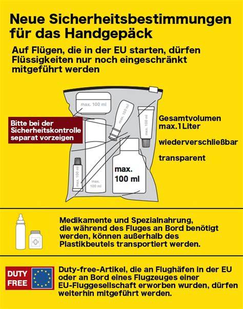 Infografik: Überblick über Flüssigkeitsregeln im Handgepäck