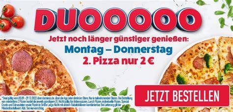 Infografik: Übersicht aktueller Domino's Gutscheine (Mittagsangebot, 2. Pizza ab 2€, App-Deals)