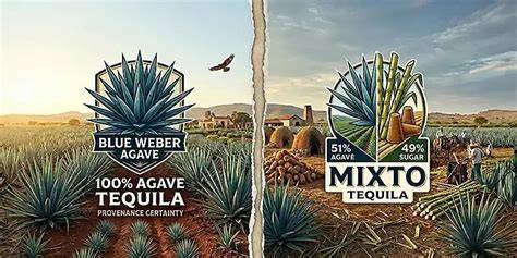 Infografik: 100% Agave vs. Mixto - Unterschiede, Qualitätsmerkmal
