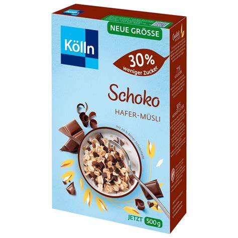 Infografik: Anteil an Zucker, Fetten und Ballaststoffen in Schoko-Müsli