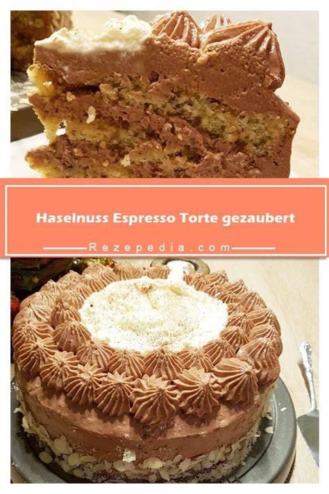 Infografik: Aufbau der Espresso Haselnuss Torte - Boden, helle Creme, dunkle Creme, Dekoration