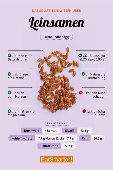 Infografik: Ballaststoffe und Vitalstoffe in Leinsamen und Äpfeln